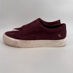 RALPH LAUREN BURGUNDY LEATHER SNEAKERS SIZE 7,5